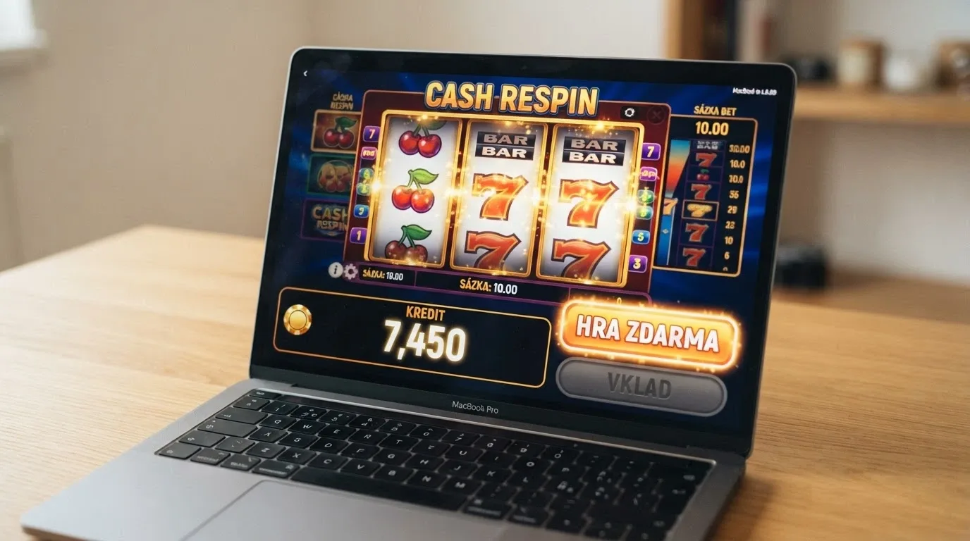 Rozhraní online automatu v demo režimu — v rohu obrazovky je vidět nápis „Hra zdarma“ a virtuální kredity, tlačítko pro vklad je zašedlé.