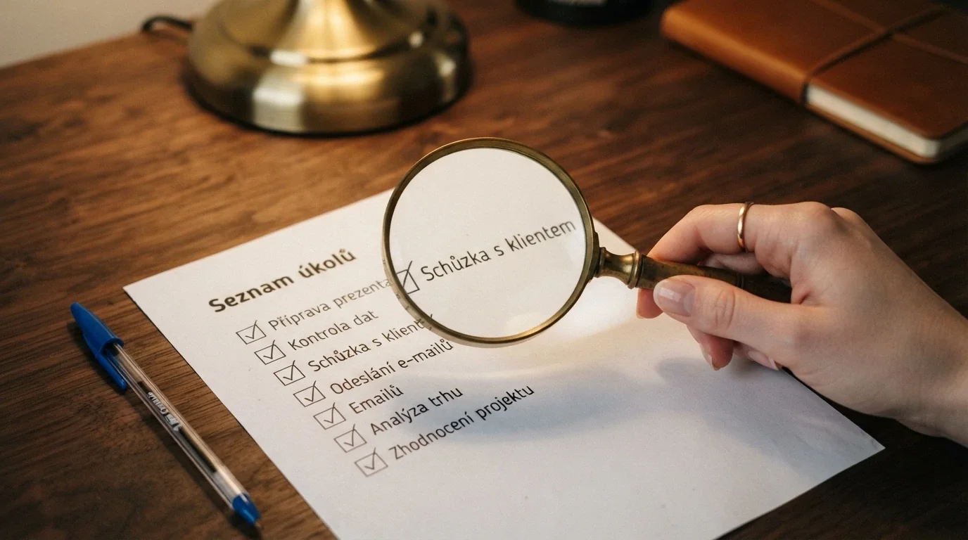 Lupa a kontrolní seznam nad výpisem online casin — symbolika ověřování a hodnocení