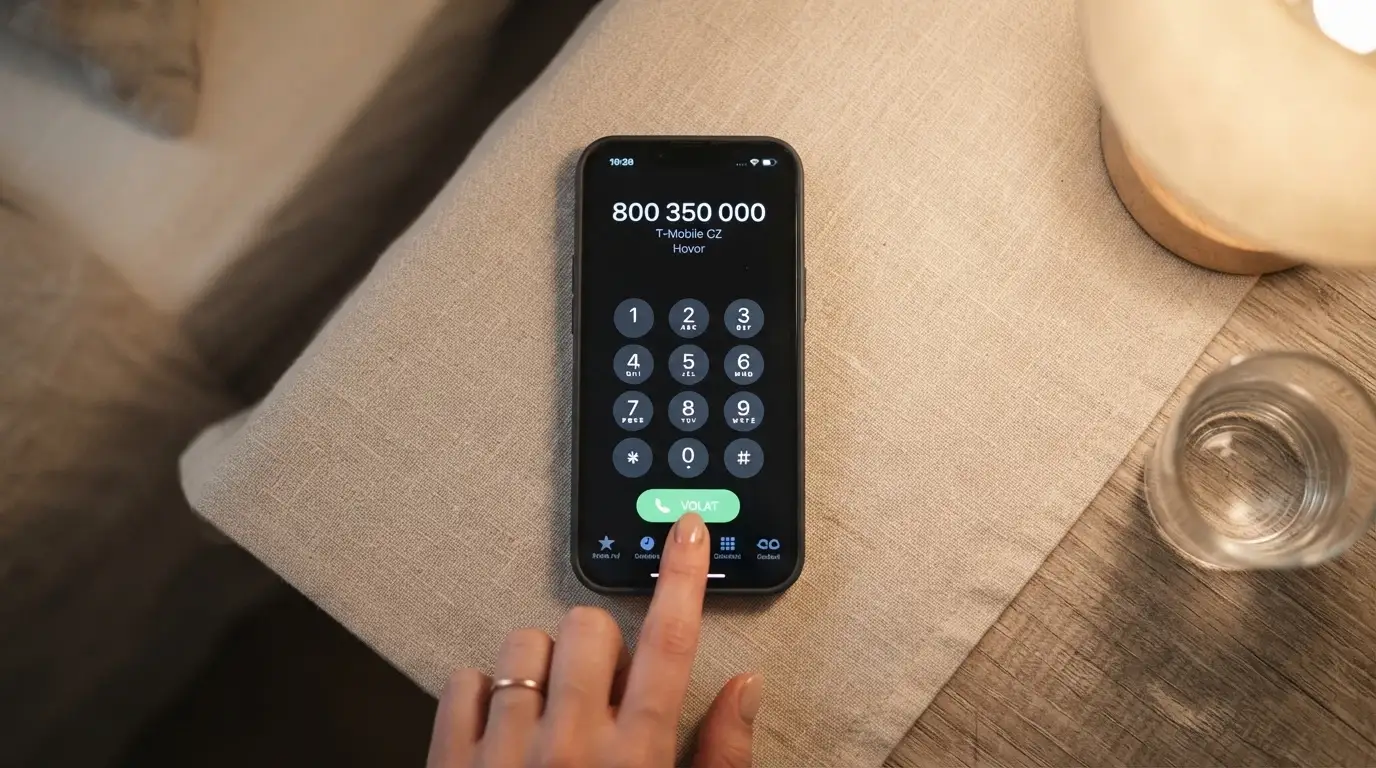 Telefon s vytočeným číslem Národní linky pro odvykání hraní 800 350 000