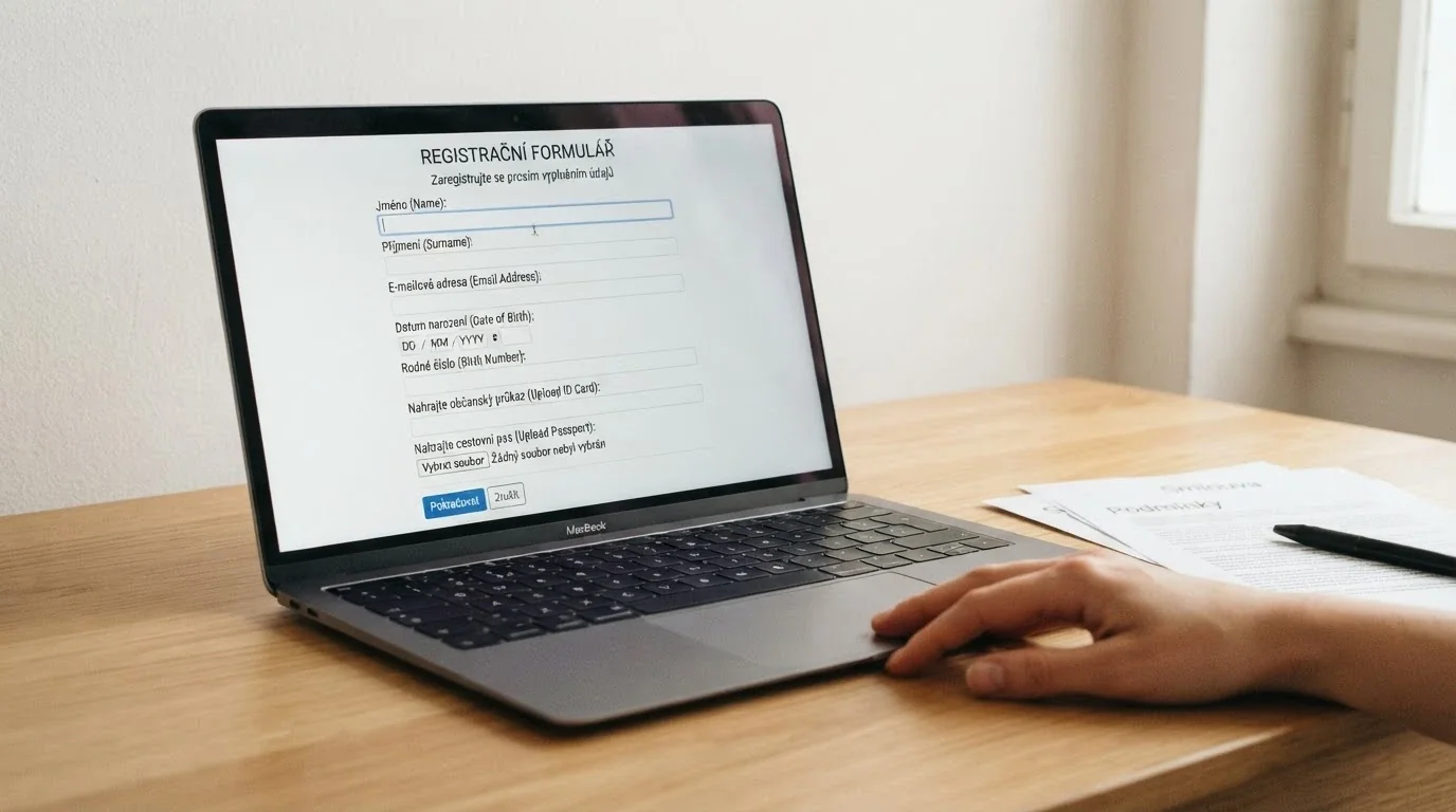 Registrační formulář NeteraPay s požadavky na ověření totožnosti