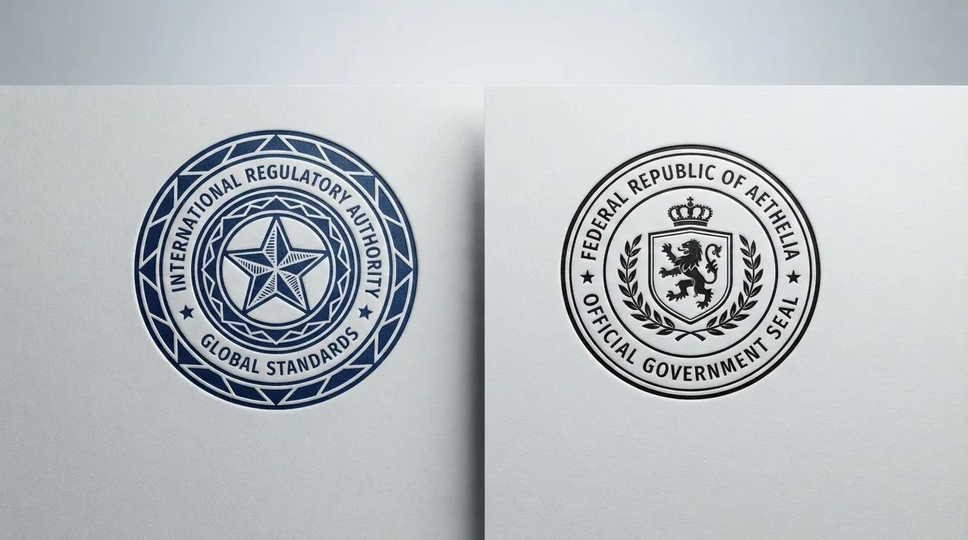 Úřední razítko Curaçao GCB a vedle něj logo MF ČR — kontrast dvou regulačních světů.