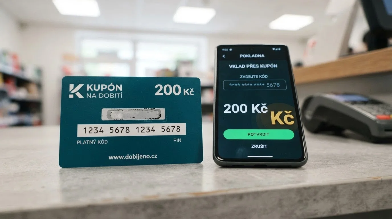 Paysafecard kupón v hodnotě 200 Kč vedle obrazovky s pokladnou casina