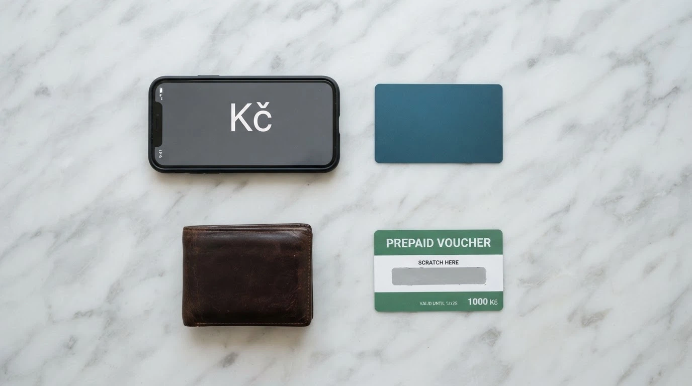Koláž platebních metod — PayPal, Skrill, platební karta, bankovní převod, Paysafecard