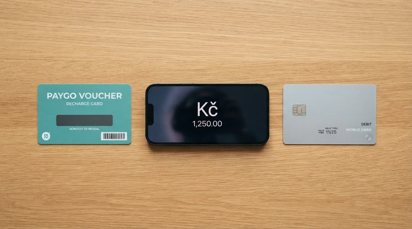 Výběr platebních metod — Paysafecard kupón, mobil s M-platbou a bankovní převod