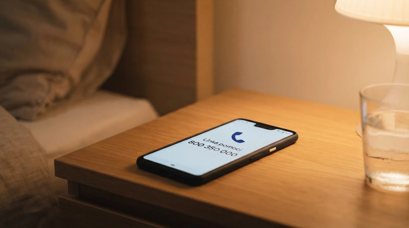 Telefon s číslem Národní linky pro odvykání hraní 800 350 000