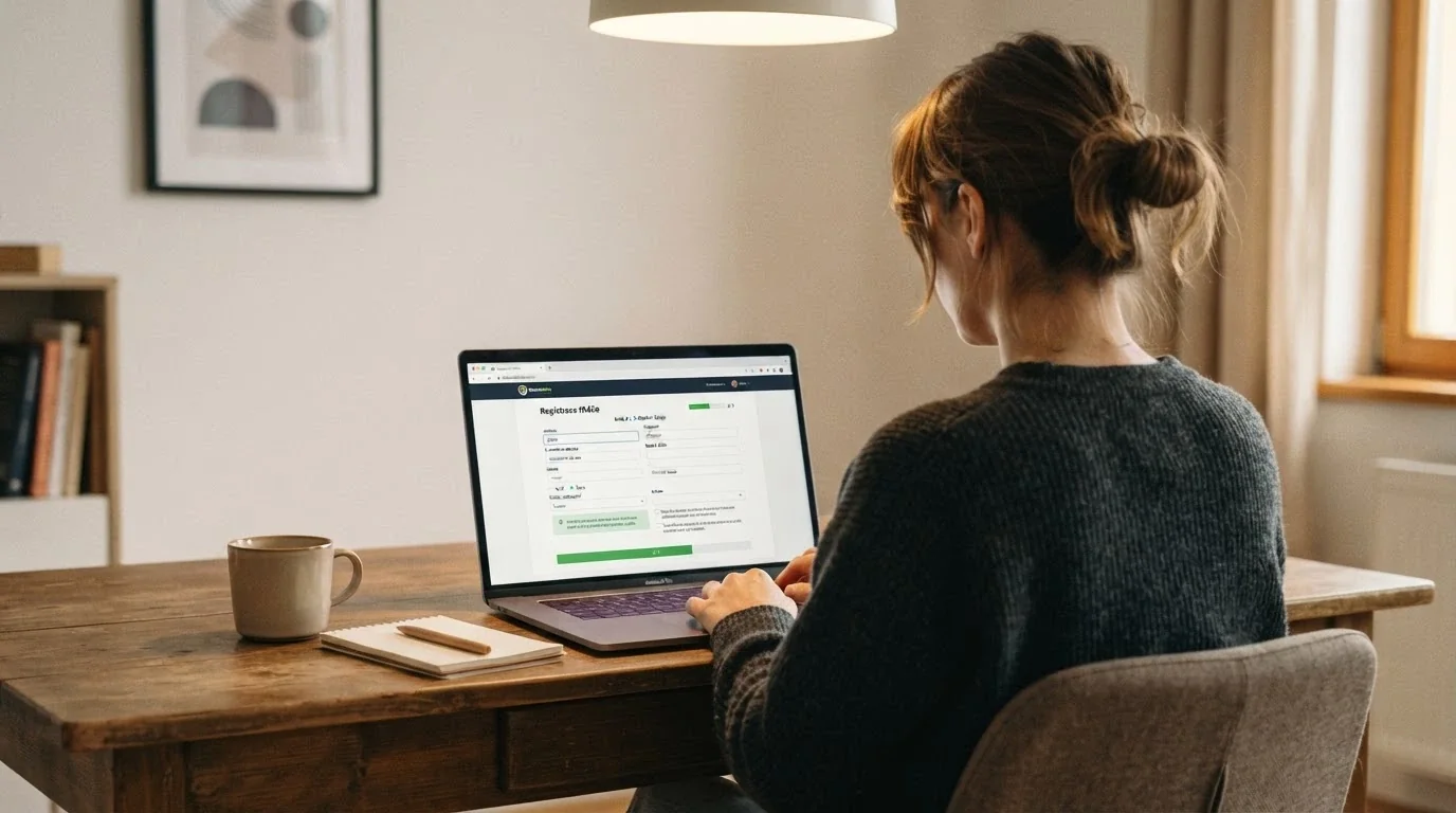 Registrační formulář online casina s vyplněnými kolonkami pro osobní údaje