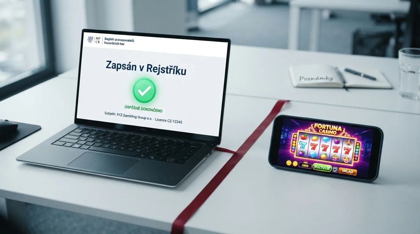 Česká úřední obrazovka Rejstříku vyloučených osob s přeškrtnutým symbolem zahraničního casina vedle